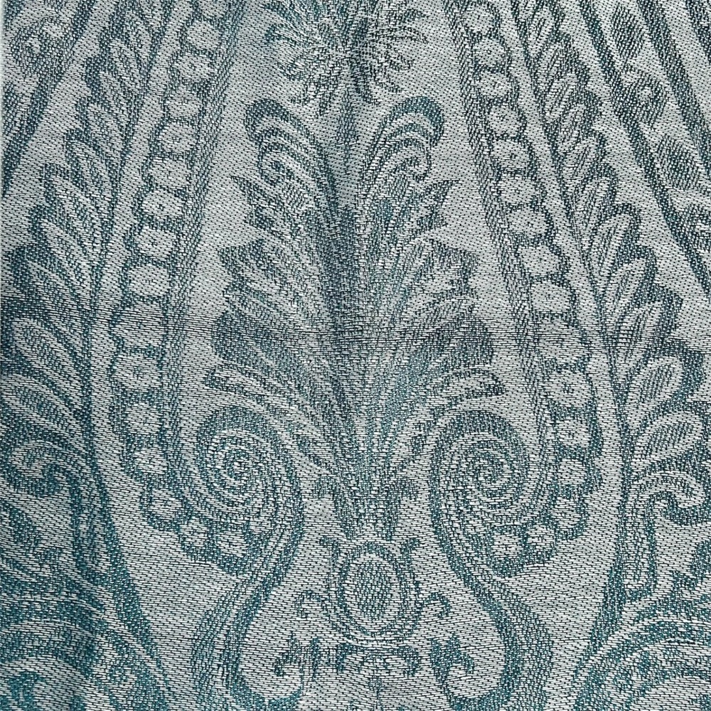 Pashmina Silk Teal Thread Paisley Shawl Wrap Scarf Fringe Boho Travel - Picture 9 of 11
